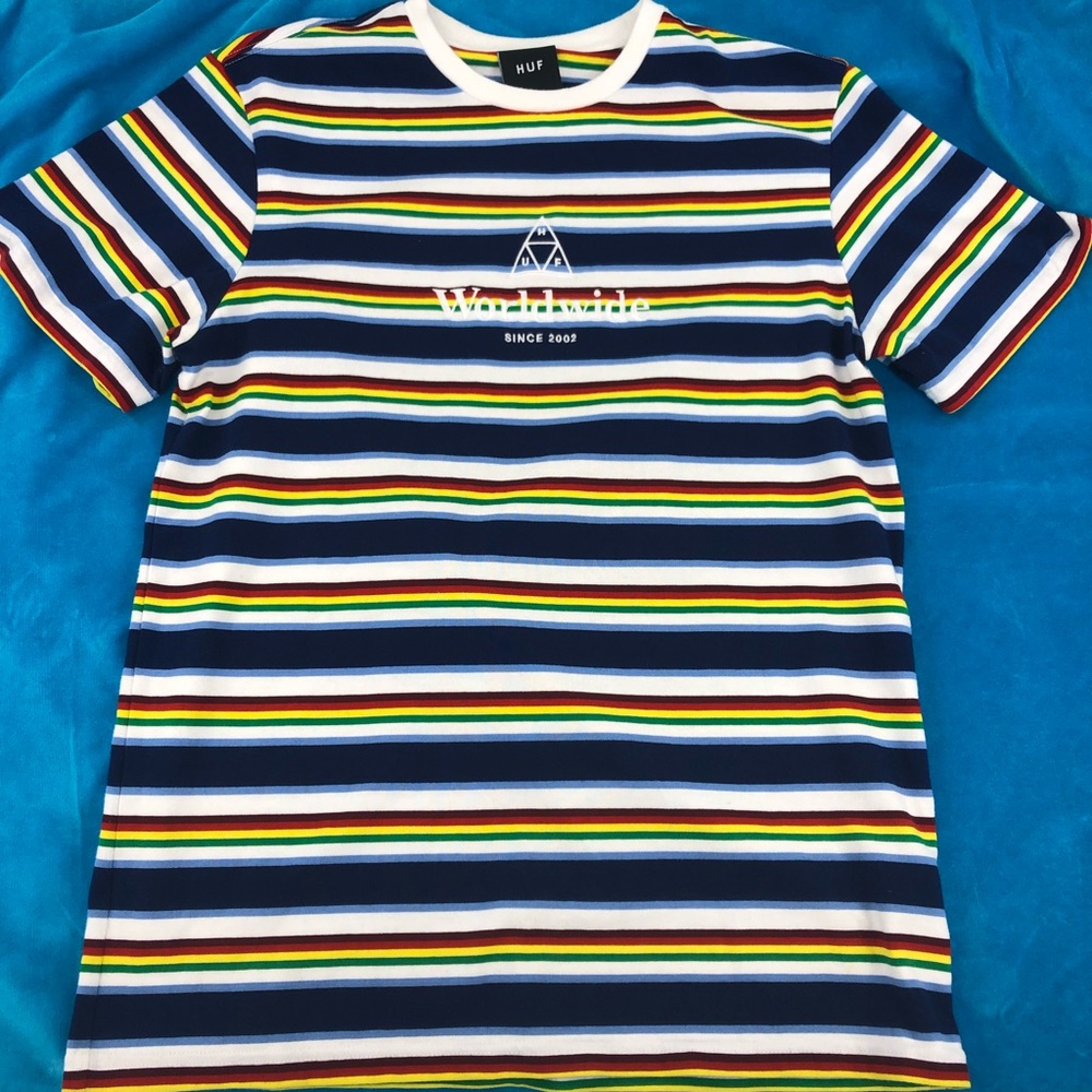 🧨5 for $25 sale🧨 HUF Worldwide Multi Color Stripe TShirt sz M